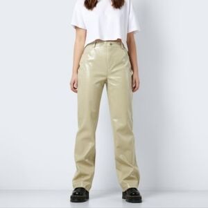 Noisy May NWT Kane Faux Leather Flare Pants In Eucalyptus Size Medium